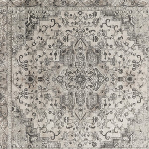 HomeRoots 12' Elegant Ivory and Gray Medallion Area Rug for Living Rooms - Soft, Durable, Easy Care Design 8' Square 545185