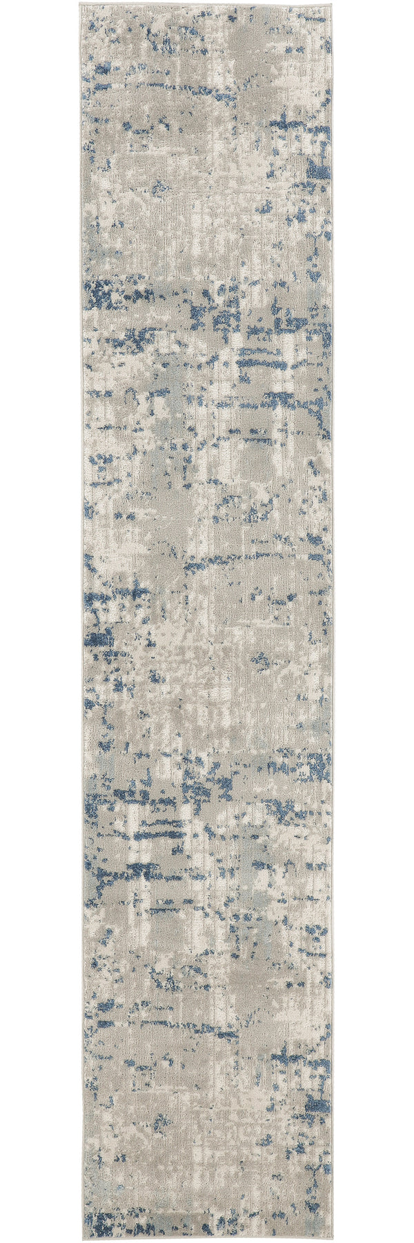 Homeroots 16' Runner Gray And Ivory Abstract Power Loom Runner Rug  Polypropylene,Polyester 545187