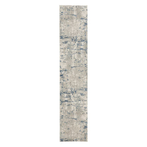 HomeRoots 16' Gray and Ivory Abstract Runner Rug - Modern Elegance for High-Traffic Spaces with Durability 16' Runner 545187