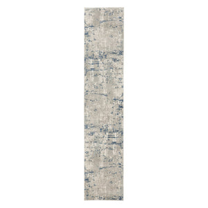 HomeRoots 16' Gray and Ivory Abstract Runner Rug - Modern Elegance for High-Traffic Spaces with Durability 16' Runner 545187