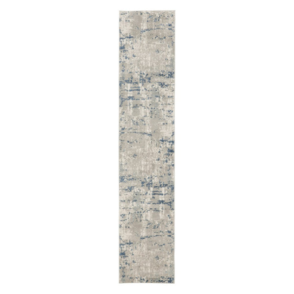HomeRoots 16' Gray and Ivory Abstract Runner Rug - Modern Elegance for High-Traffic Spaces with Durability 16' Runner 545187