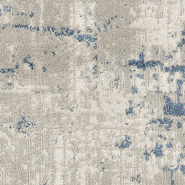 Homeroots 16' Runner Gray And Ivory Abstract Power Loom Runner Rug  Polypropylene,Polyester 545187