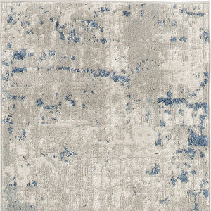 Homeroots 16' Runner Gray And Ivory Abstract Power Loom Runner Rug  Polypropylene,Polyester 545187