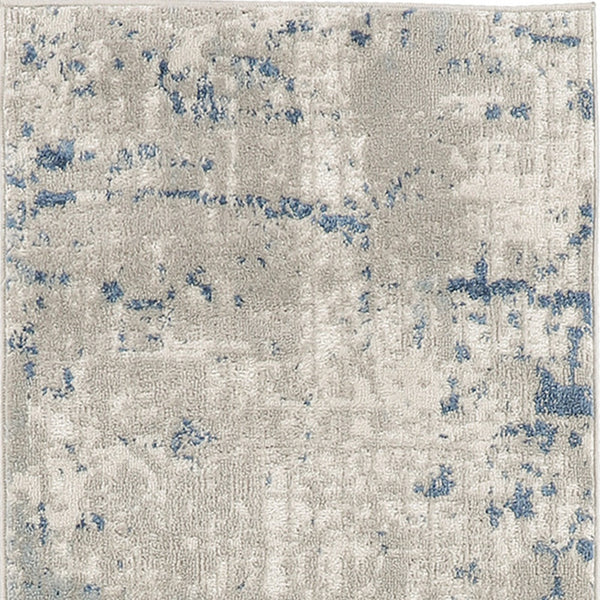 Homeroots 16' Runner Gray And Ivory Abstract Power Loom Runner Rug  Polypropylene,Polyester 545187