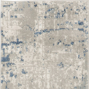 Homeroots 16' Runner Gray And Ivory Abstract Power Loom Runner Rug  Polypropylene,Polyester 545187