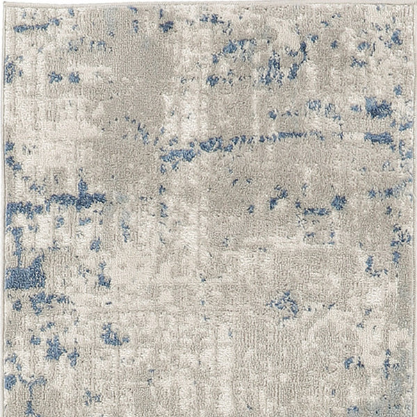 Homeroots 16' Runner Gray And Ivory Abstract Power Loom Runner Rug  Polypropylene,Polyester 545187
