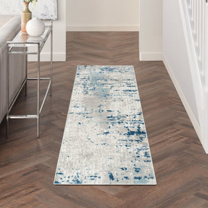 HomeRoots 16' Gray and Ivory Abstract Runner Rug - Modern Elegance for High-Traffic Spaces with Durability 16' Runner 545187