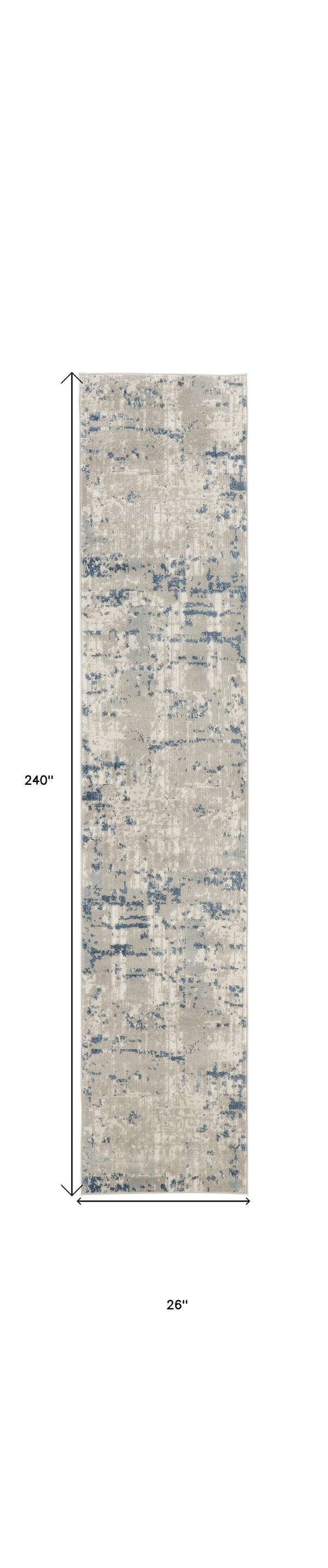 Homeroots 20' Runner Gray And Ivory Abstract Power Loom Runner Rug  Polypropylene,Polyester 545188