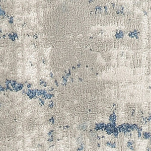 Homeroots 20' Runner Gray And Ivory Abstract Power Loom Runner Rug  Polypropylene,Polyester 545188