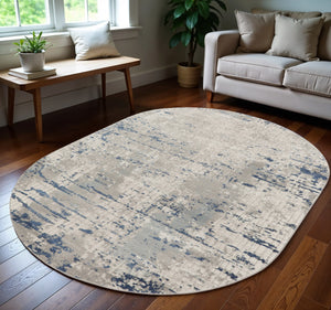 Homeroots 5' X 8' Gray And Ivory Abstract Power Loom Area Rug  Polypropylene,Polyester 545190