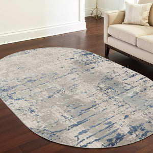 Homeroots 5' X 8' Gray And Ivory Abstract Power Loom Area Rug  Polypropylene,Polyester 545190