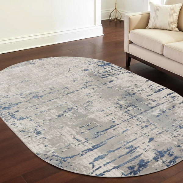 Homeroots 5' X 8' Gray And Ivory Abstract Power Loom Area Rug  Polypropylene,Polyester 545190