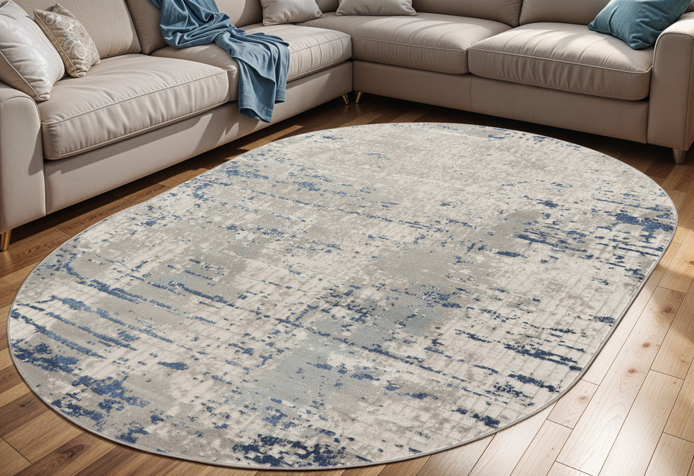 Homeroots 6' X 9' Gray And Ivory Abstract Power Loom Area Rug  Polypropylene,Polyester 545191