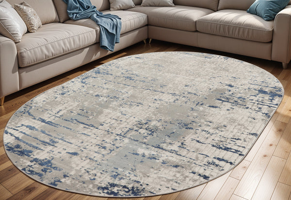 Homeroots 6' X 9' Gray And Ivory Abstract Power Loom Area Rug  Polypropylene,Polyester 545191