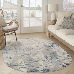 Homeroots 6' X 9' Gray And Ivory Abstract Power Loom Area Rug  Polypropylene,Polyester 545191