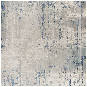 Homeroots 10' Gray And Ivory Square Abstract Power Loom Area Rug  Polypropylene,Polyester 545194