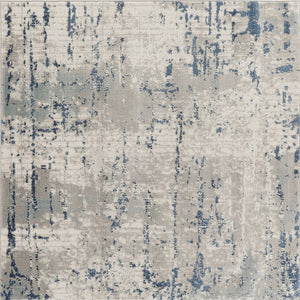 Homeroots 5' Gray And Ivory Square Abstract Power Loom Area Rug  Polypropylene,Polyester 545196