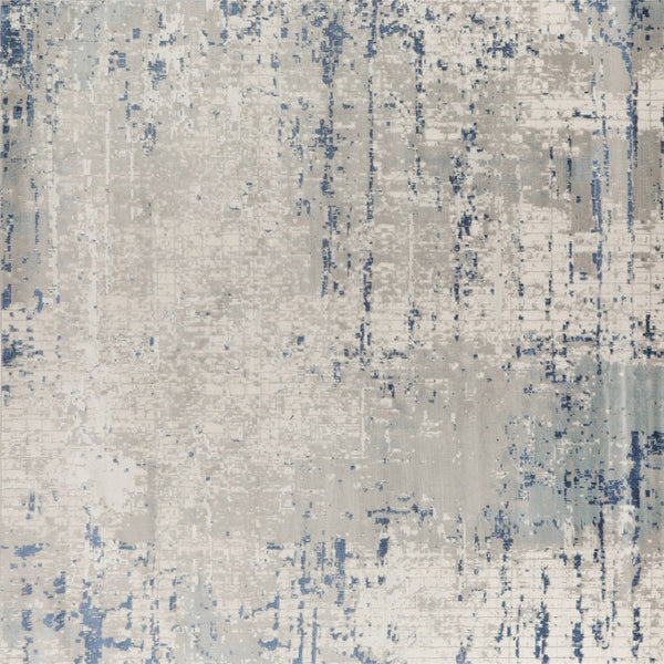 HomeRoots 16' Gray and Ivory Abstract Runner Rug - Modern Elegance for High-Traffic Spaces with Durability 8' Square 545197