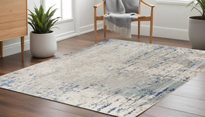 HomeRoots 16' Gray and Ivory Abstract Runner Rug - Modern Elegance for High-Traffic Spaces with Durability 8' Square 545197