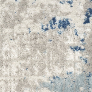 HomeRoots 16' Gray and Ivory Abstract Runner Rug - Modern Elegance for High-Traffic Spaces with Durability 8' Square 545197