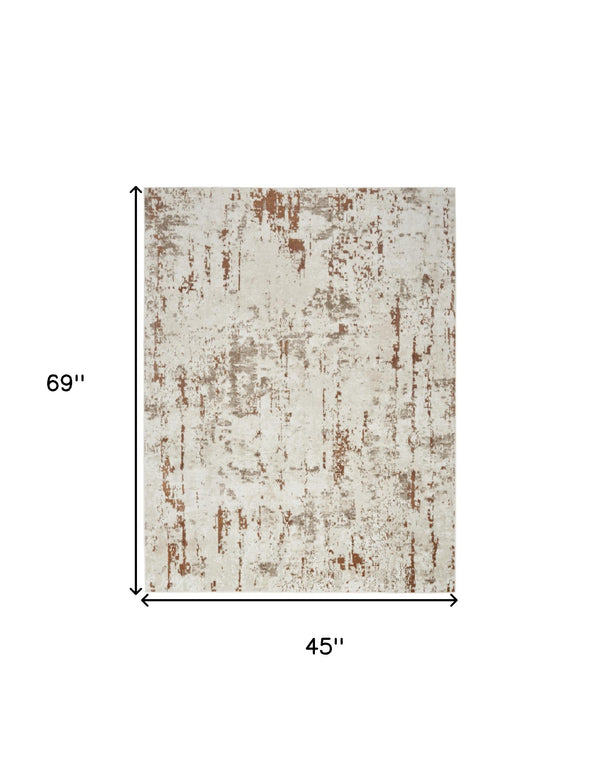 Homeroots 4' X 6' Red And Ivory Abstract Power Loom Area Rug  Polypropylene,Polyester 545198