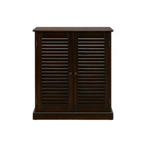 English Elm Shoe Cabinet with 5 Shelves and Louvered Doors for Fresh Airflow, Compact Durable Wooden Storage Unit Espresso B016P356053