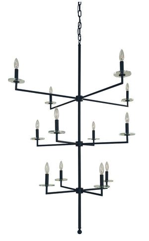 Framburg 12-light Chandelier With Elegant Crystal Accents For Stunning Entryways And Modern Spaces Matte Black Metal 5452 Mblack