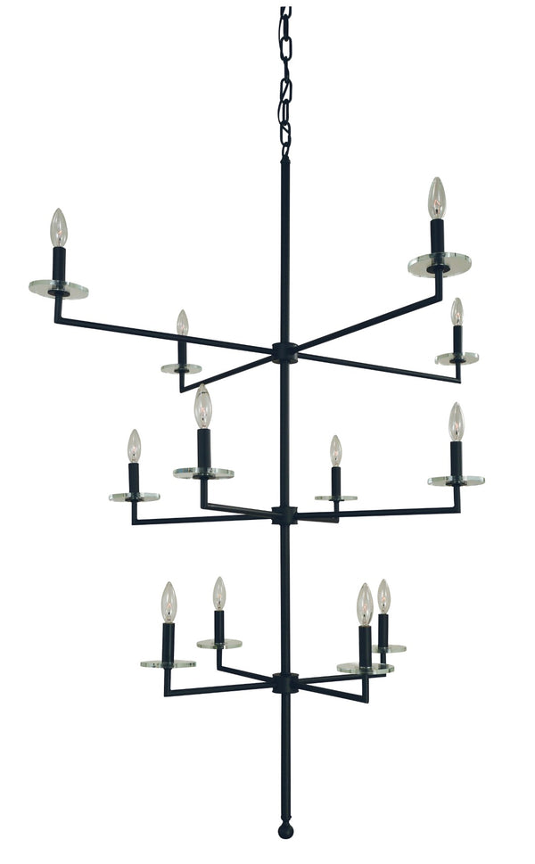Framburg 12-light Chandelier With Elegant Crystal Accents For Stunning Entryways And Modern Spaces Matte Black Metal 5452 Mblack