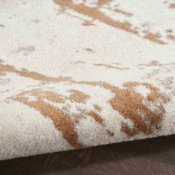 HomeRoots 5' Striking Red and Ivory Abstract Area Rug – Contemporary Power Loomed Design for Modern Spaces 5' X 7' 545200