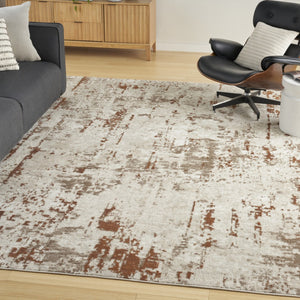 HomeRoots 5' Striking Red and Ivory Abstract Area Rug – Contemporary Power Loomed Design for Modern Spaces 5' X 7' 545200
