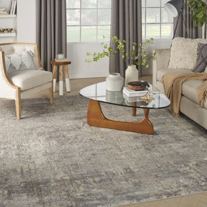 HomeRoots 9' Modern Beige and Gray Abstract Power Loom Area Rug for Effortless Style and Versatile Living Spaces 7' X 10' 545203