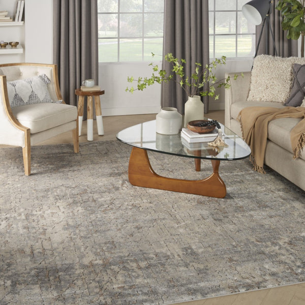 HomeRoots 9' Modern Beige and Gray Abstract Power Loom Area Rug for Effortless Style and Versatile Living Spaces 8' X 10' 545204