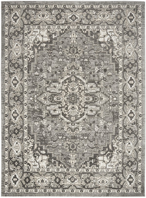 Homeroots 4' X 6' Gray And Ivory Medallion Power Loom Distressed Area Rug  Polypropylene,Polyester 545205