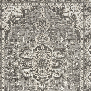 Homeroots 4' X 6' Gray And Ivory Medallion Power Loom Distressed Area Rug  Polypropylene,Polyester 545205