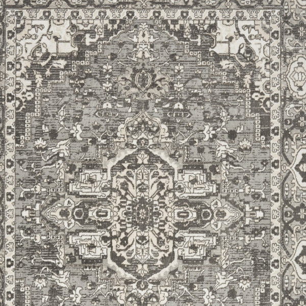 Homeroots 4' X 6' Gray And Ivory Medallion Power Loom Distressed Area Rug  Polypropylene,Polyester 545205
