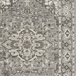 Homeroots 5' X 7' Gray And Ivory Medallion Power Loom Distressed Area Rug  Polypropylene,Polyester 545207