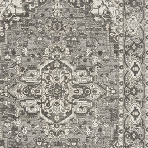 Homeroots 8' X 10' Gray And Ivory Medallion Power Loom Distressed Area Rug  Polypropylene,Polyester 545208
