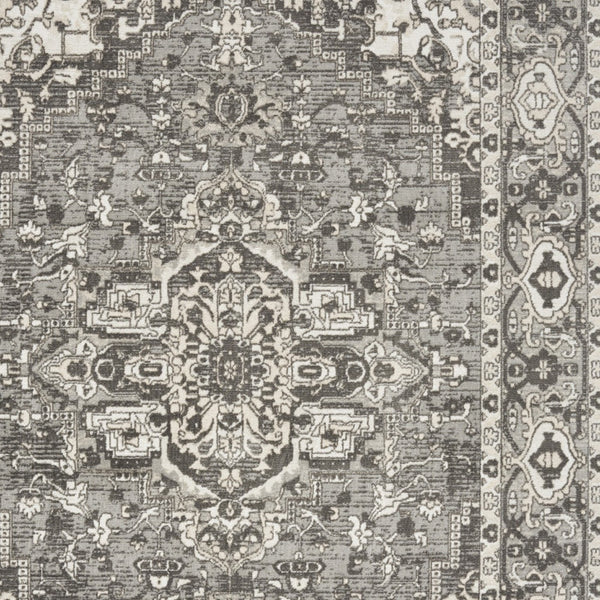 Homeroots 8' X 10' Gray And Ivory Medallion Power Loom Distressed Area Rug  Polypropylene,Polyester 545208
