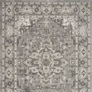 Homeroots 8' X 10' Gray And Ivory Medallion Power Loom Distressed Area Rug  Polypropylene,Polyester 545208