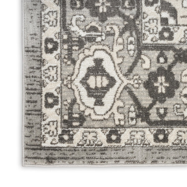 HomeRoots 8' Gray and Ivory Medallion Area Rug - Timeless Distressed Design for Classic Home Elegance 8' X 10' 545208