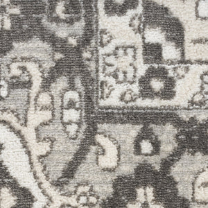 Homeroots 8' X 10' Gray And Ivory Medallion Power Loom Distressed Area Rug  Polypropylene,Polyester 545208