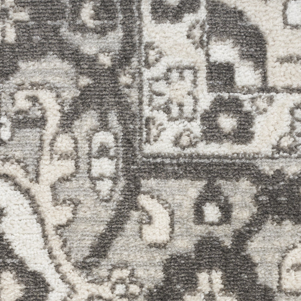 Homeroots 8' X 10' Gray And Ivory Medallion Power Loom Distressed Area Rug  Polypropylene,Polyester 545208