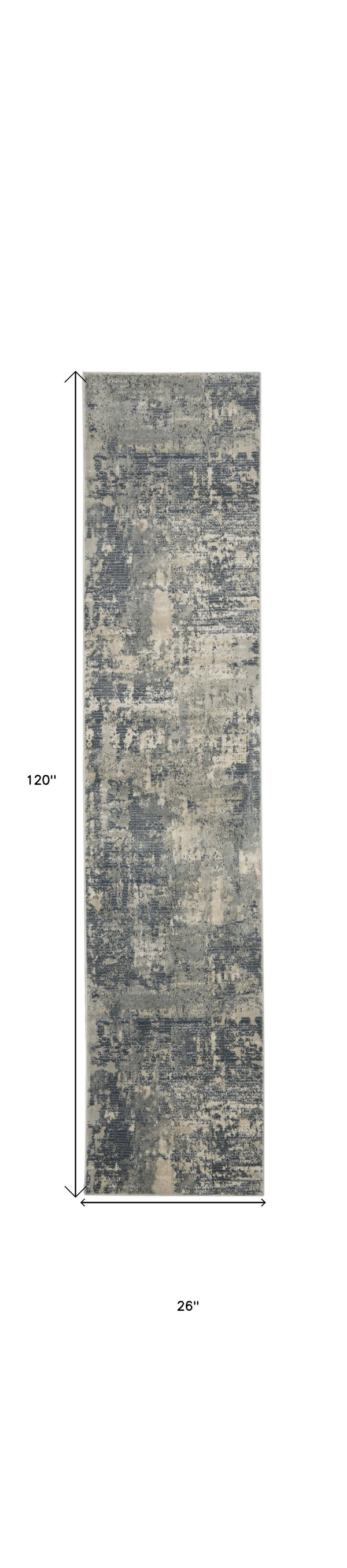 Homeroots 10' Runner Beige And Gray Abstract Power Loom Runner Rug  Polypropylene,Polyester 545209