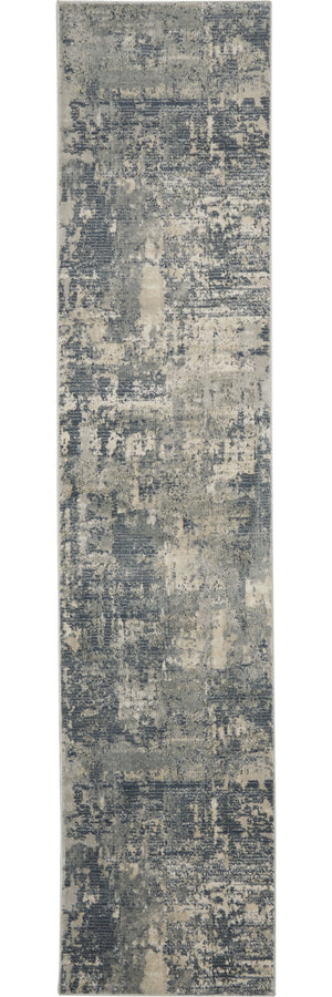 Homeroots 10' Runner Beige And Gray Abstract Power Loom Runner Rug  Polypropylene,Polyester 545209