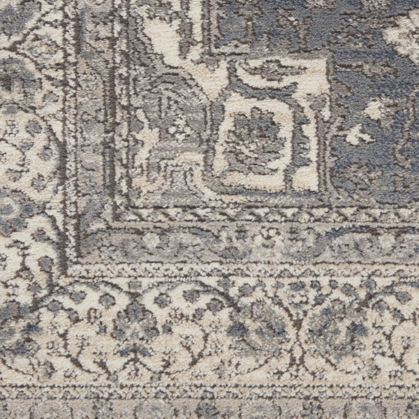 Homeroots 10' Runner Beige Ivory And Gray Medallion Power Loom Runner Rug  Polypropylene,Polyester 545212