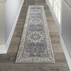 Homeroots 10' Runner Beige Ivory And Gray Medallion Power Loom Runner Rug  Polypropylene,Polyester 545212
