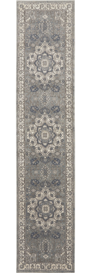 Homeroots 10' Runner Beige Ivory And Gray Medallion Power Loom Runner Rug  Polypropylene,Polyester 545212