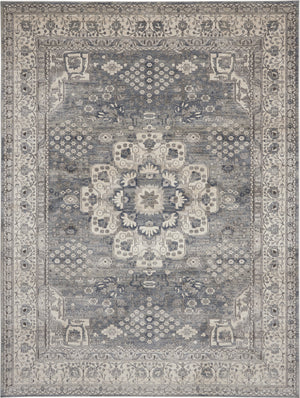 Homeroots 7' X 10' Gray And Ivory Medallion Power Loom Area Rug  Polypropylene,Polyester 545213