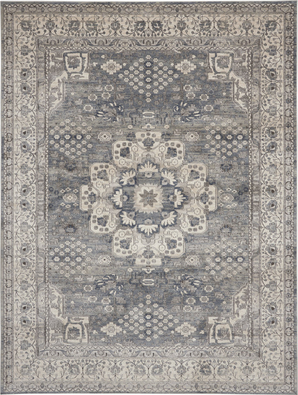 Homeroots 7' X 10' Gray And Ivory Medallion Power Loom Area Rug  Polypropylene,Polyester 545213