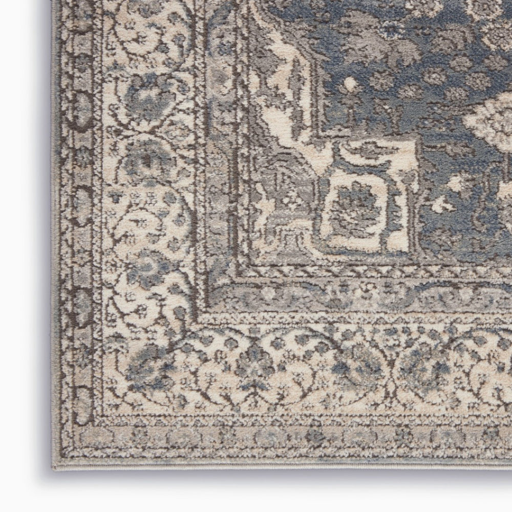 HomeRoots 9' Gray and Ivory Medallion Power Loom Area Rug - Timeless Elegance for Living Rooms & Bedrooms 7' X 10' 545213